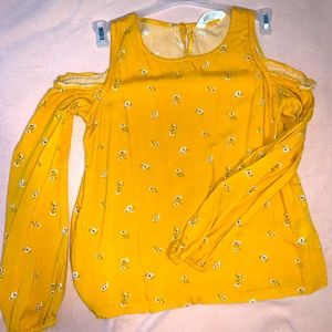 H&M Flower, off shoulder top, Yellow, Sz 10/12